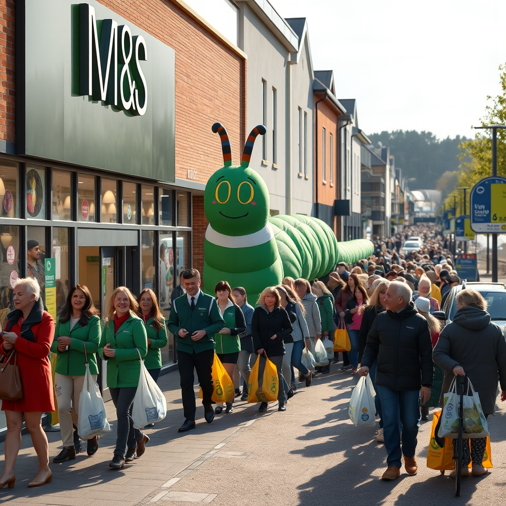 Customers queue for new M&S foodhall opening